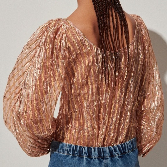 NWT Rachel Comey Metallic Peach Swoop Blouse - Picture 3 of 6